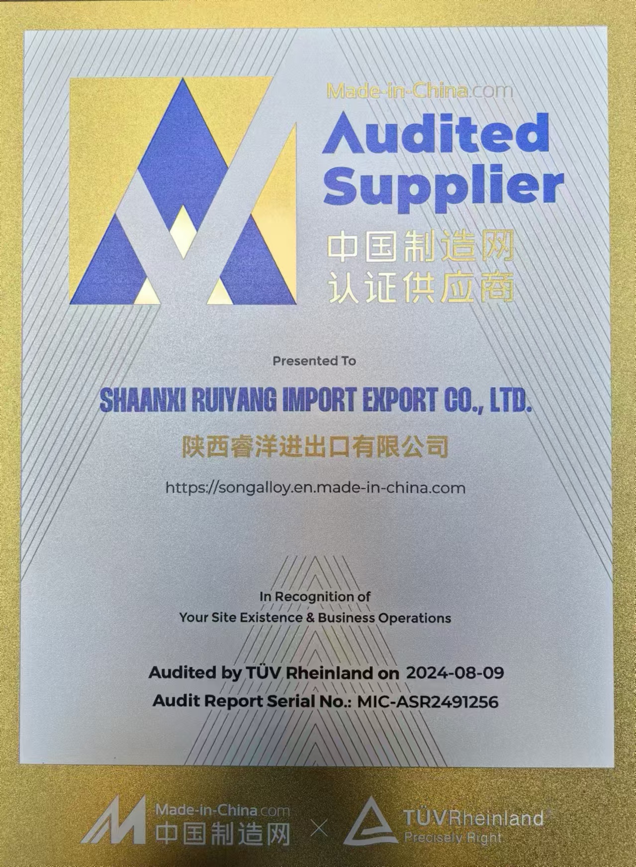 Pemasok yang diaudit TUV