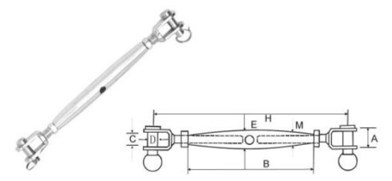 Baja Tahan Karat Jaw Jaw Turnbuckle